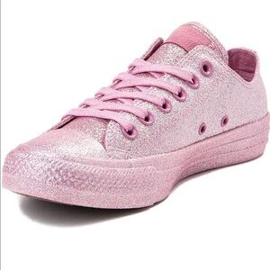 Converse Chuck Taylor All Star Lo pink Glitter sneakers size 9 sparkle